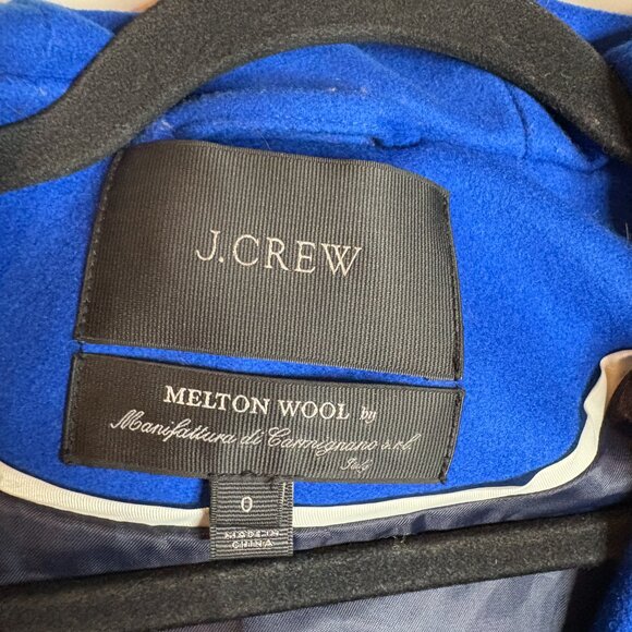 J. Crew Wool Melton Hooded Bib Jacket Royal Blue - Picture 4 of 6